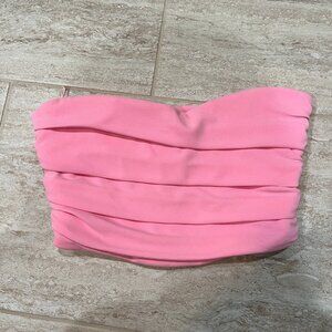Zara Bubble Gum Pink Layered Strapless Crop Top with Boning Size XS VGUC